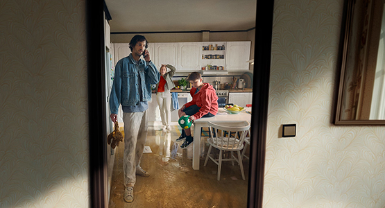 Vattenskada i köket.