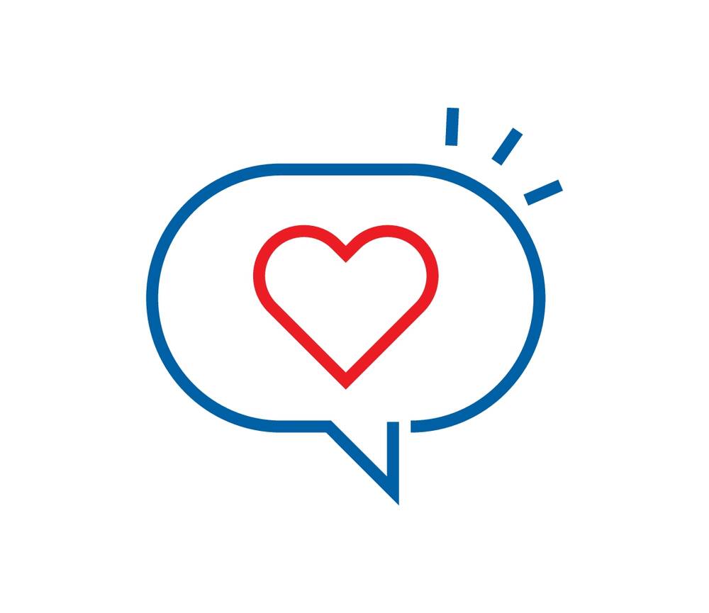 Illustration av pratbubbla med hjärta inuti.