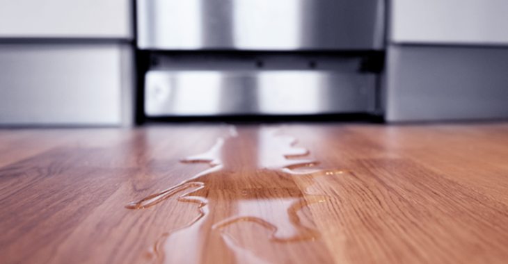 vatten som läckt ut på golv