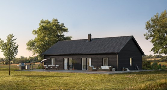 Villa med trädgård.