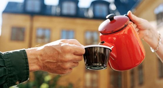 Lägenhet i solnedgång.