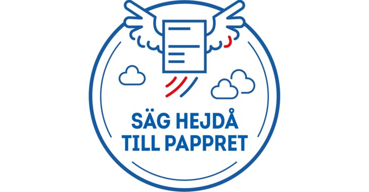 Illustration av minskad pappersförbrukning. Säg hejdå till pappret
