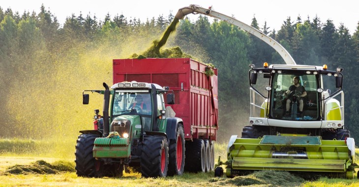 Ensilageskörd på en åker.