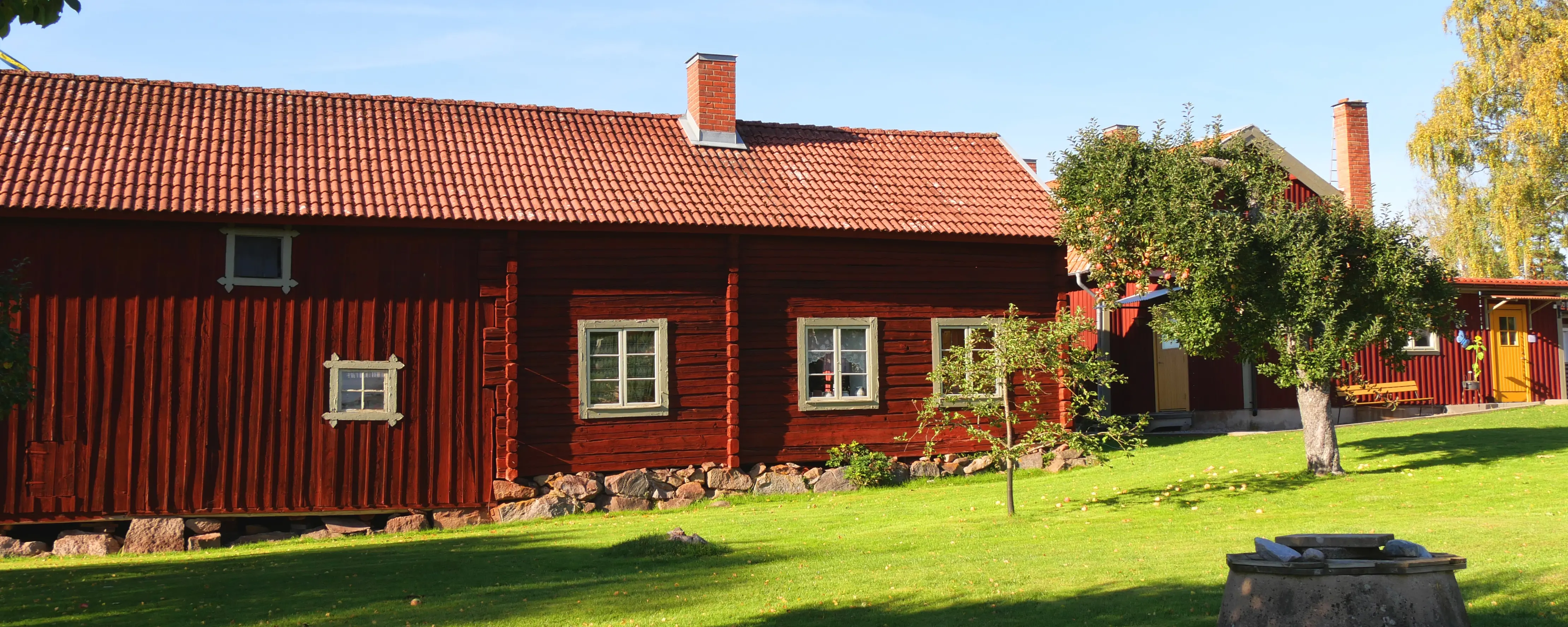 Faluröd gårdsbyggnad.
