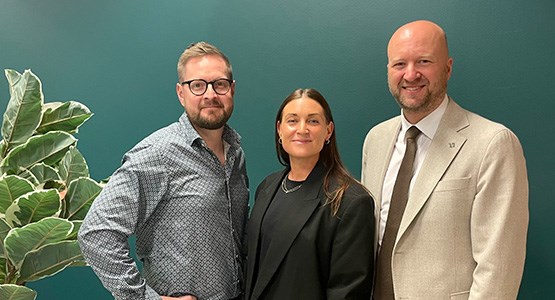 Från vänster i bild Mattias Lindberg vd Voltic, Lene Håkansson finansansvarig LF Blekinge  och Jens Listerö, vd LF Blekinge.