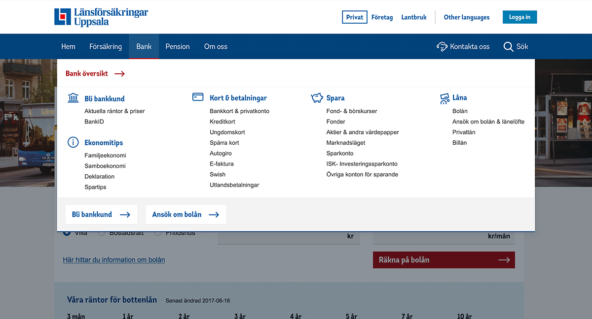 Ny meny p� v�r webbplats - L�nsf�rs�kringar