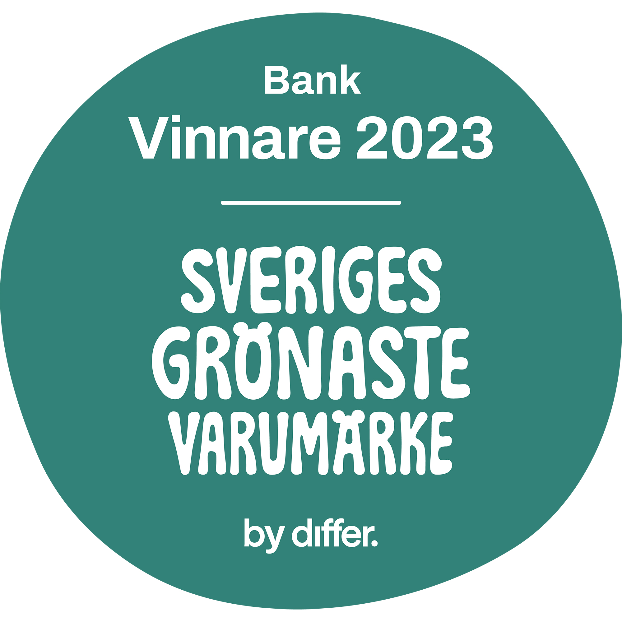 Bild på utmärkelse "Sveriges grönaste varumärke Bank 2023 by  differ.
