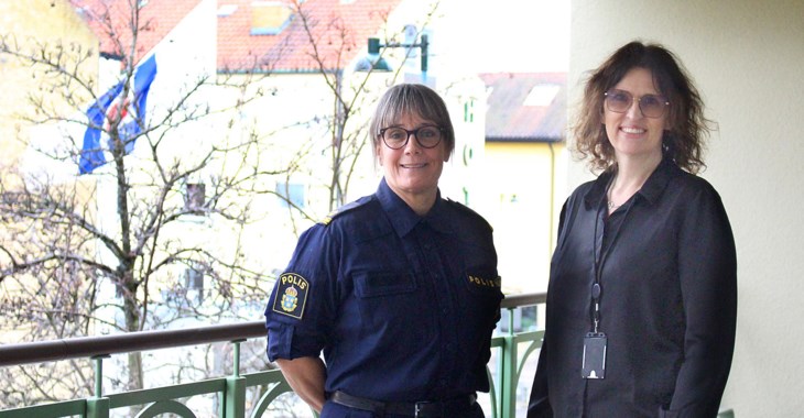 Maria Roos Brostedt från polisen och Frida Borgström, verksamhetsansvarig på Trygghetsakademin, LF Göinge-Kristianstad.