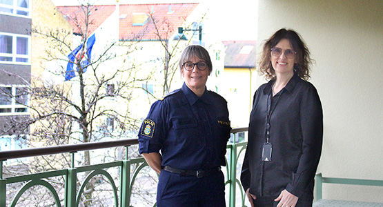Maria Roos Brostedt från polisen och Frida Borgström, verkamhetsansvarig på Trygghetsakademin på LF Göinge-Kristianstad.