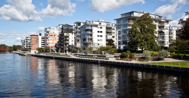 Vy över lägenheter vid Nissan i Halmstad.