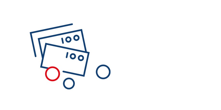 sedlar i blått och rött. illustration.