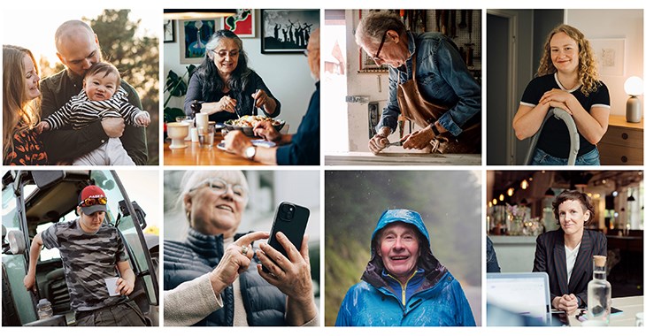 Collg av kunder i olika livssituationer.