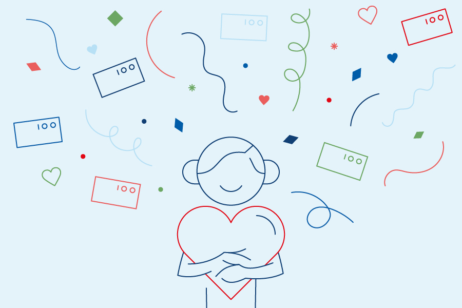 Illustration på person som håller i ett hjärta