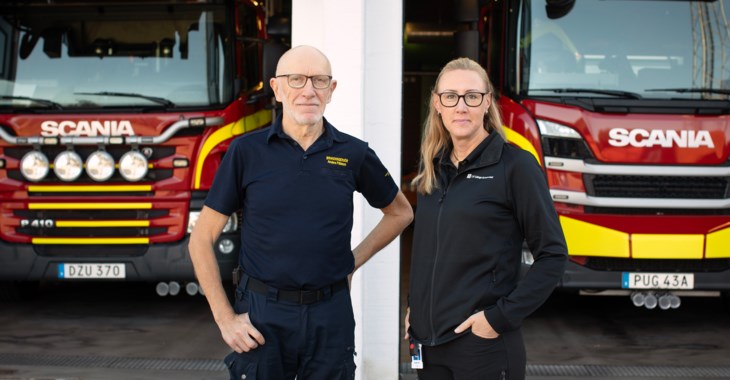 Anders Pålsson, brandingengör och vakthavande befäl vid räddningstjänsten i Kristianstad och Emma Reinholdsson skadereglerare på LF Göinge-Kristianstad.